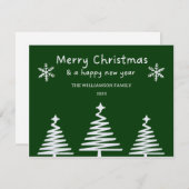 シンプルクリスマスツリーラインアートメリークリスマス (正面/裏面)