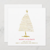 シンプルクリスマスツリー金ゴールドフェイクグリッター ノートカード (正面/裏面)