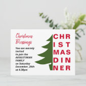 シンプルクリスマスディナー招待状 招待状 (スタンド正面)