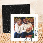 シンプルクリスマスドット黒い喜びスクリプトフォト シーズンカード