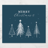 シンプルクリスマスパイン |ネイビーブルー スパークリングワインラベル (シングルラベル)