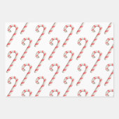 シンプルクリスマスパターンキャンディーケーンサンタハットギフト ラッピングペーパーシート (正面)