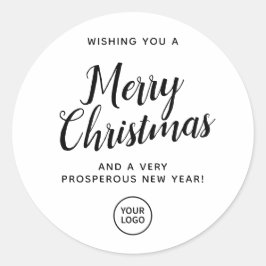 シンプルクリスマスビジネスロゴホワイトギフトラベル ラウンドシール