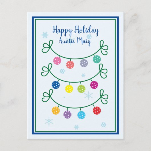 シンプルクリスマスピックルボールカスタム文字  ポストカード (正面)