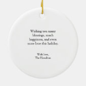 シンプルクリスマスフォトグリーティングオーナメント セラミックオーナメント (裏面)