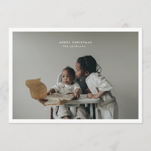シンプルクリスマスフォトフレームカスタム文字挨拶 シーズンカード (正面)