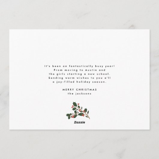 シンプルクリスマスフォトフレームカスタム文字挨拶 シーズンカード (裏面)