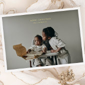 シンプルクリスマスフォトフレームカスタム文字挨拶 箔シーズンカード