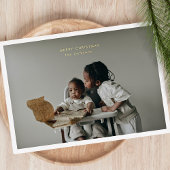 シンプルクリスマスフォトフレームカスタム文字挨拶 箔シーズンカード