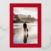 シンプルクリスマスフォトモダンコラージュ赤金ゴールド 箔シーズンカード (裏面)