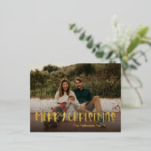 シンプルクリスマスフルフォト金ゴールド 箔シーズンポストカード (立ち正面)