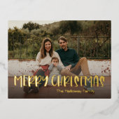 シンプルクリスマスフルフォト金ゴールド 箔シーズンポストカード (正面)
