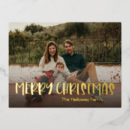 シンプルクリスマスフルフォト金ゴールド 箔シーズンポストカード