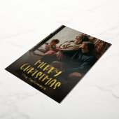 シンプルクリスマスフル縦型フォト金ゴールド 箔シーズンカード (回転した状態)