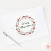 シンプルクリスマスフローラリースシール スクエアシール (封筒)