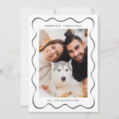 シンプルクリスマスブラックとホワイトの2枚の写真 シーズンカード (正面)