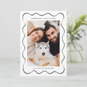 シンプルクリスマスブラックとホワイトの2枚の写真 シーズンカード (スタンド正面)