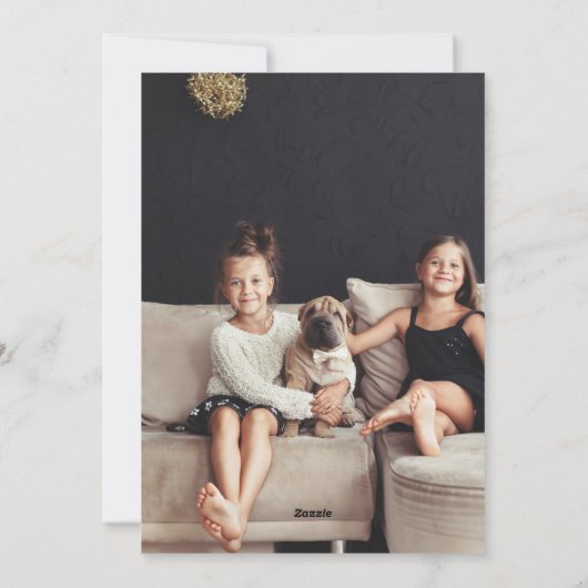 シンプルクリスマスブラックとホワイトの2枚の写真 シーズンカード (裏面)