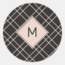 シンプルクリスマスブラック&クリームモノグラムチェック