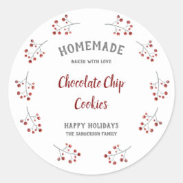 シンプルクリスマスベリーリースホリデーベーキング ラウンドシール