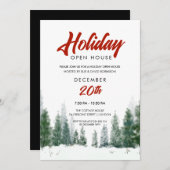 シンプルクリスマスホリデーオープンハウスパーティー冬 招待状 (正面/裏面)