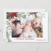 シンプルクリスマスホリー植物緑の写真 シーズンカード (正面)