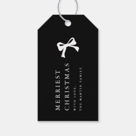 シンプルクリスマスボウブラックとホワイトパーソナライズされた ギフトタグ