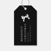 シンプルクリスマスボウブラックとホワイトパーソナライズされた ギフトタグ (裏面)