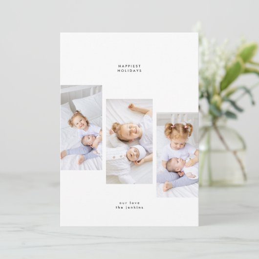 シンプルクリスマスミニマル3フォトフレーム シーズンカード (スタンド正面)