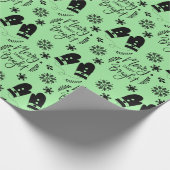 シンプルクリスマスメリーグリーン&ブライトミトン ラッピングペーパー (角)