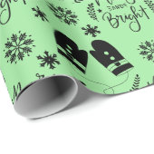 シンプルクリスマスメリーグリーン&ブライトミトン ラッピングペーパー (ロールコーナー)