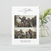 シンプルクリスマスメリー一緒に家族の写真 シーズンカード (スタンド正面)