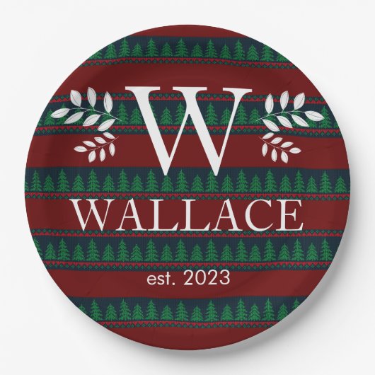 シンプルクリスマスモダンモノグラムの新着写真 ペーパープレート (正面)