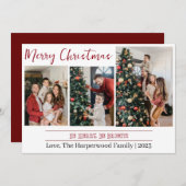 シンプルクリスマスモダン家族の写真コラージュ シーズンカード (正面/裏面)