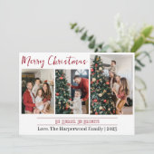 シンプルクリスマスモダン家族の写真コラージュ シーズンカード (スタンド正面)