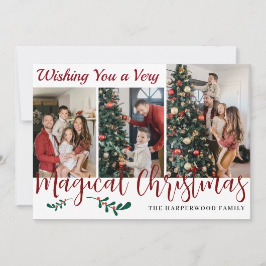 シンプルクリスマスモダン家族の写真コラージュ シーズンカード (正面)