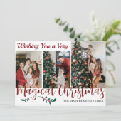 シンプルクリスマスモダン家族の写真コラージュ シーズンカード (スタンド正面)