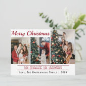 シンプルクリスマスモダン家族の写真コラージュ シーズンカード (スタンド正面)