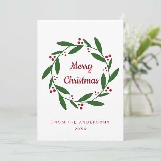シンプルクリスマスリースグリーティングカード シーズンカード (スタンド正面)