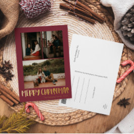 シンプルクリスマスレッド縦3枚の写真 |金ゴールド 箔シーズンポストカード