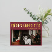 シンプルクリスマスレッド3枚の写真 |金ゴールド 箔シーズンポストカード (立ち正面)