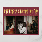 シンプルクリスマスレッド3枚の写真 |金ゴールド 箔シーズンポストカード (正面)