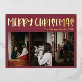 シンプルクリスマスレッド3枚の写真 |金ゴールド 箔シーズンポストカード