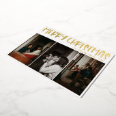 シンプルクリスマス三枚写真 |金ゴールド 箔シーズンカード (回転した状態)