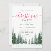 シンプルクリスマス企業のパーティー冬水の色 招待状 (正面)