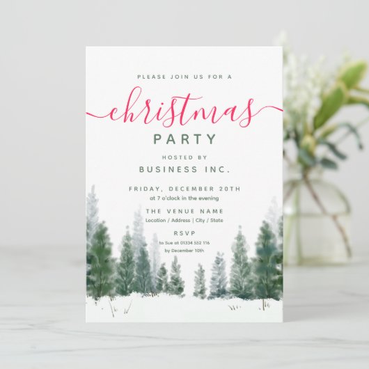 シンプルクリスマス企業のパーティー冬水の色 招待状 (スタンド正面)