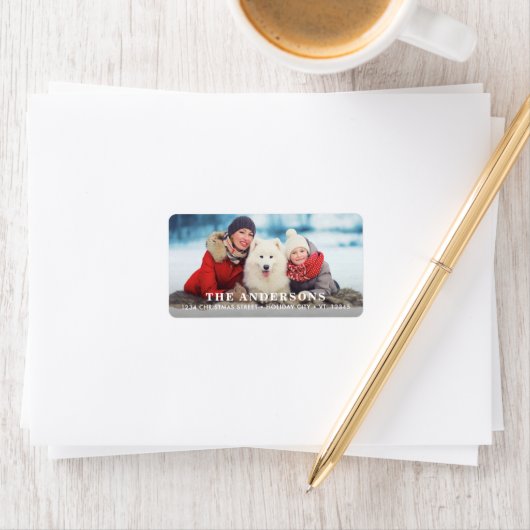 シンプルクリスマス写真パーソナライズされた差出人住所 ラベル (インサイチュ)