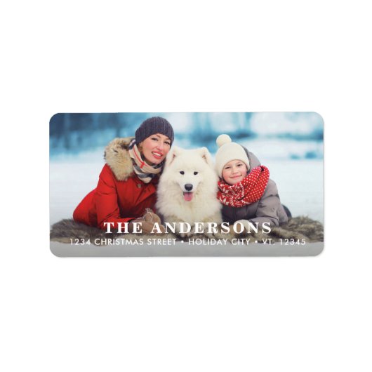 シンプルクリスマス写真パーソナライズされた差出人住所 ラベル (正面)