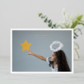 シンプルクリスマス写真フレームカスタム金ゴールドHAPPY 箔シーズンカード (立ち正面)