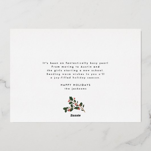 シンプルクリスマス写真フレームカスタム金ゴールドHAPPY 箔シーズンカード (裏面)